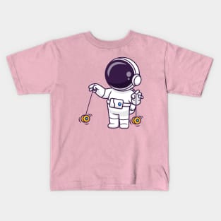 Cute Astronaut Playing Yoyo Cartoon Kids T-Shirt